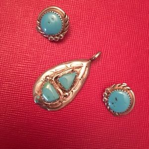 Sterling Silver / Turquoise Pendant/Earring Set